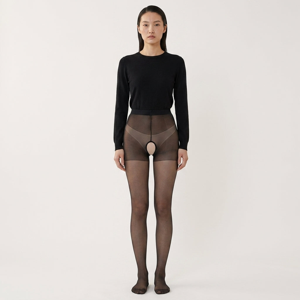 SheerGoddess™ Crotchless Sheer Pantyhose | Open Gusset Tights
